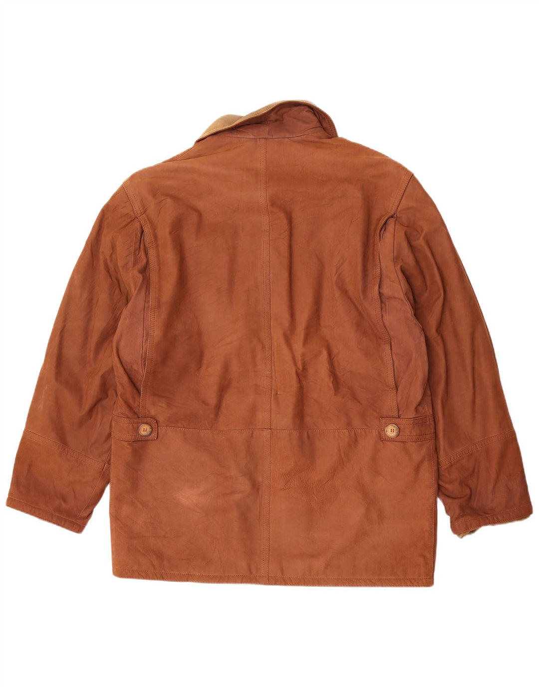 Giacca in pelle vintage da uomo IT 50 grande color marrone marrone