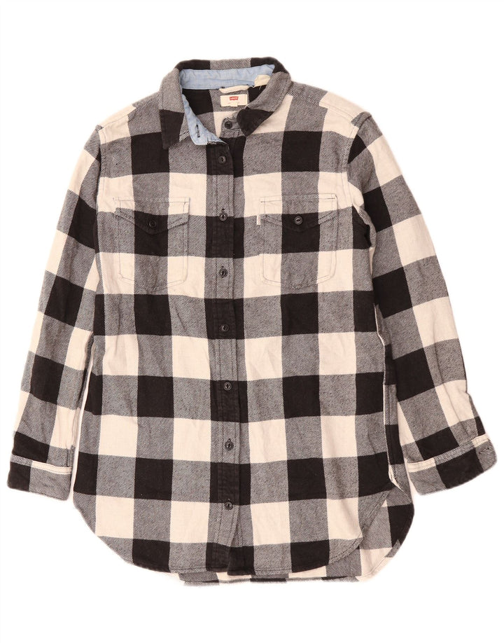 Camicia in flanella oversize da donna Levi's UK 10 piccolo cotone a quadri neri