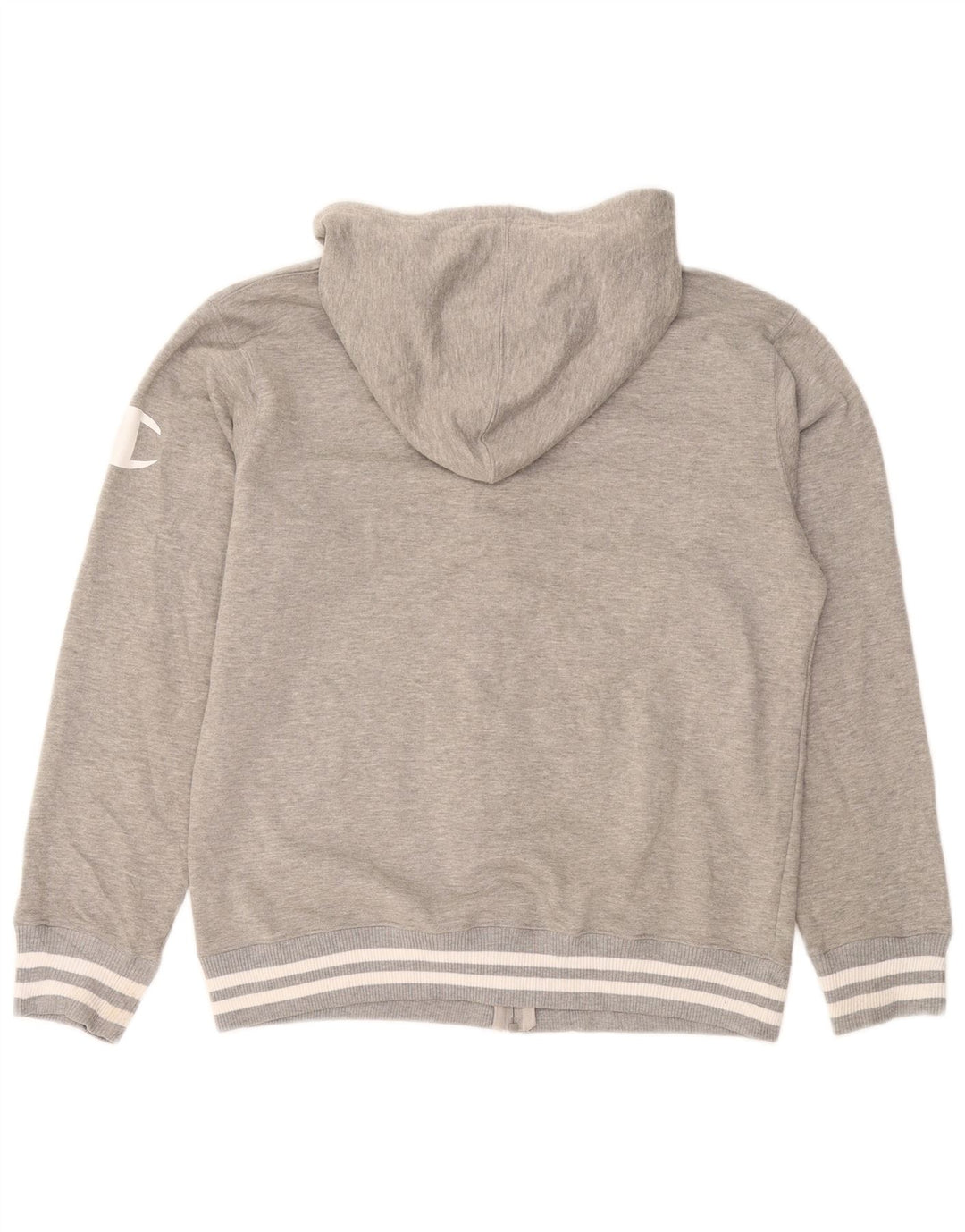 Maglione con cappuccio e zip grafica da uomo CHAMPION grande grigio