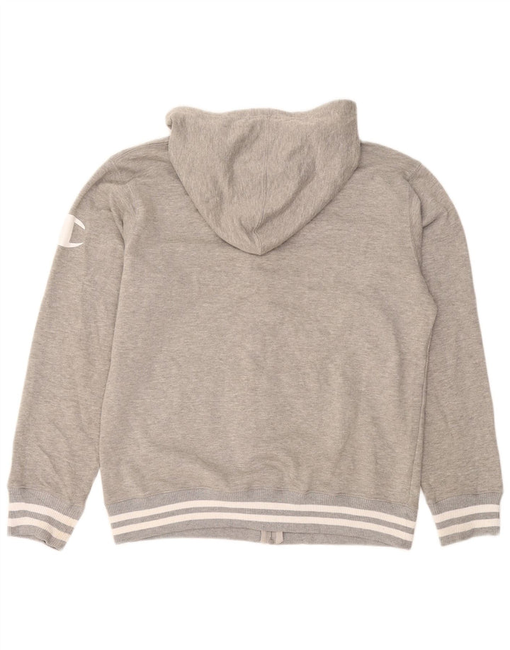 Maglione con cappuccio e zip grafica da uomo CHAMPION grande grigio