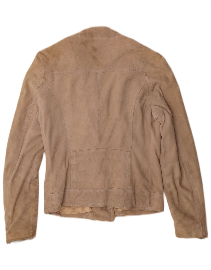 Giacca in pelle scamosciata corta da donna KOCCA UK 10 piccola in pelle beige