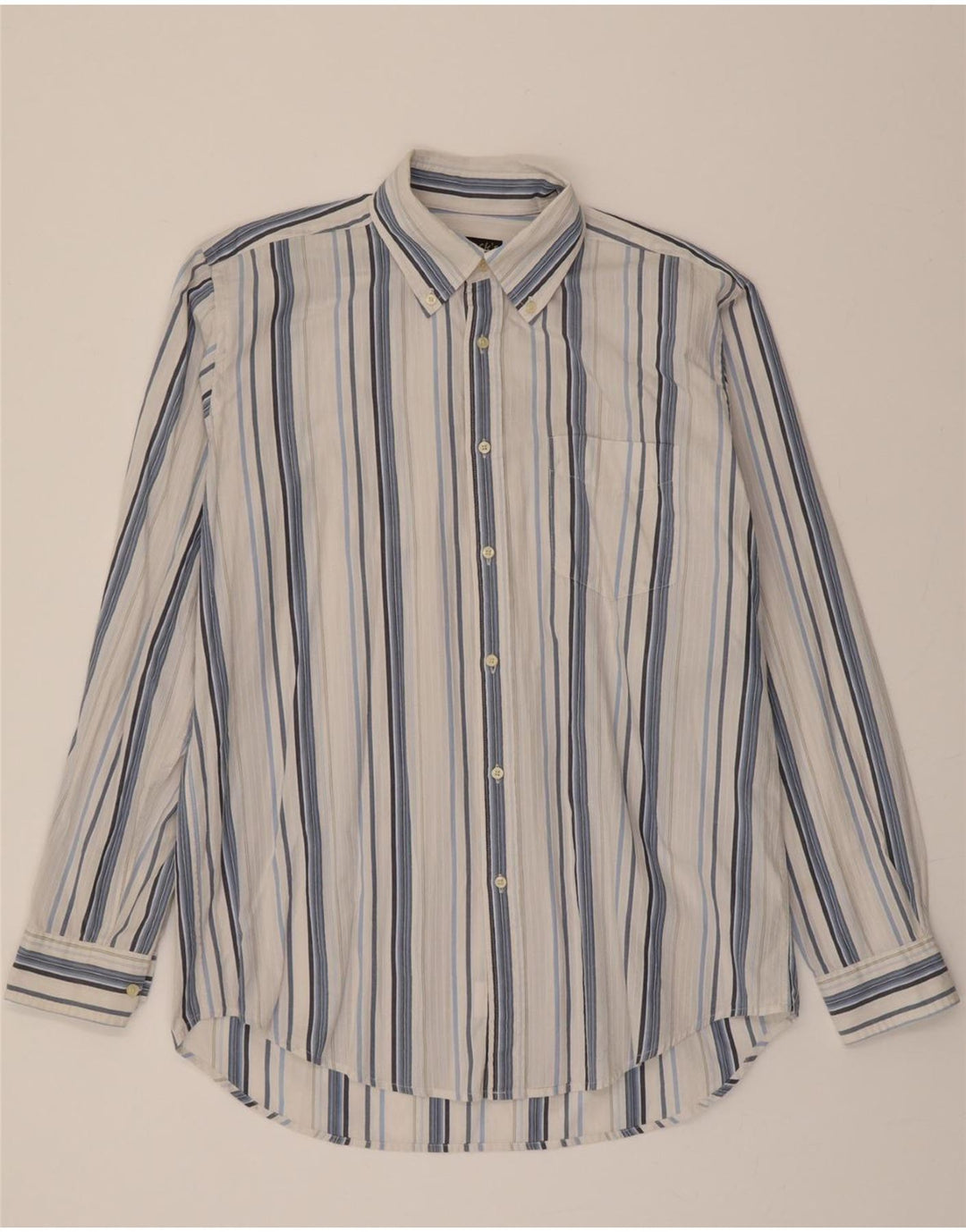 DACK'S Mens Shirt Large Blue Striped Cotton Vintage Dack's and Second-Hand Dack's from Messina Hembry 