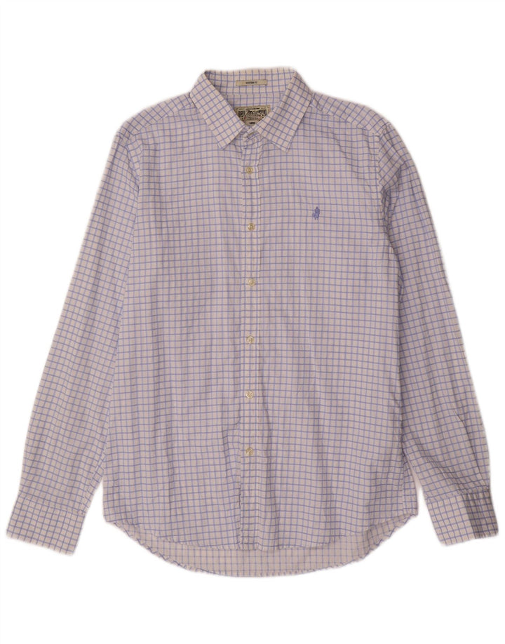 Camicia da uomo su misura Marlboro Classics, cotone a quadri blu grandi