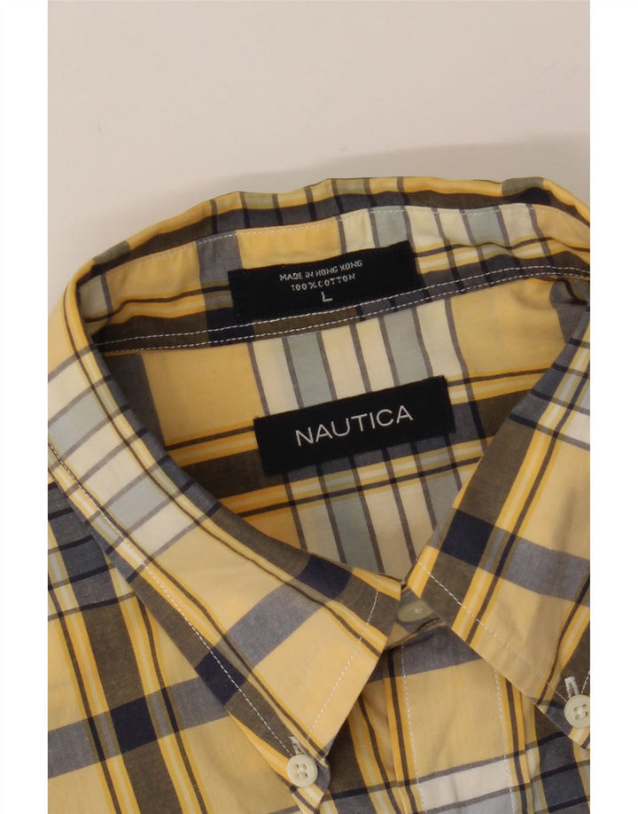 NAUTICA Mens Short Sleeve Shirt Large Yellow Check Cotton Vintage Nautica and Second-Hand Nautica from Messina Hembry 