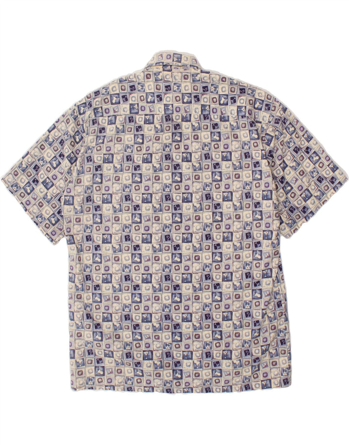 VINTAGE Mens Abstract Pattern Short Sleeve Shirt Medium Grey Cotton Vintage Vintage and Second-Hand Vintage from Messina Hembry 