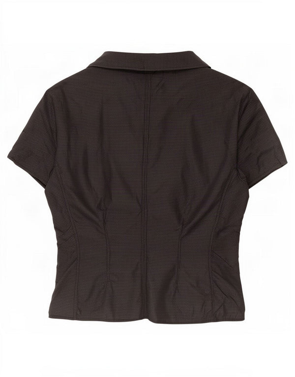 Poi By Krizia Womens Short Sleeve Cardigan Top IT 44 Medium Black Spotted