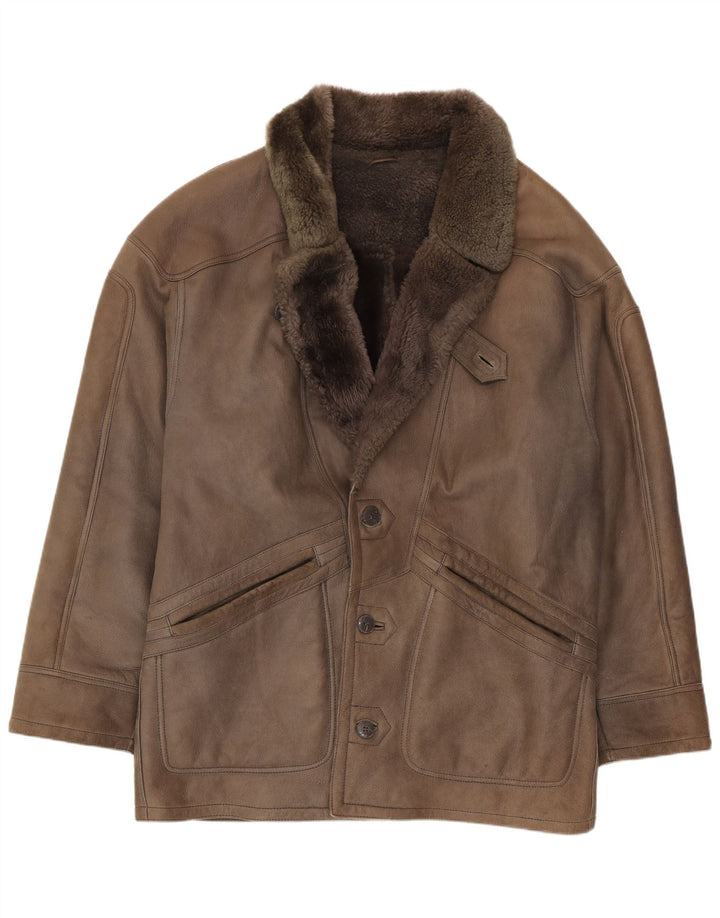 Giubbotto in shearling vintage da uomo IT 52 XL Marrone