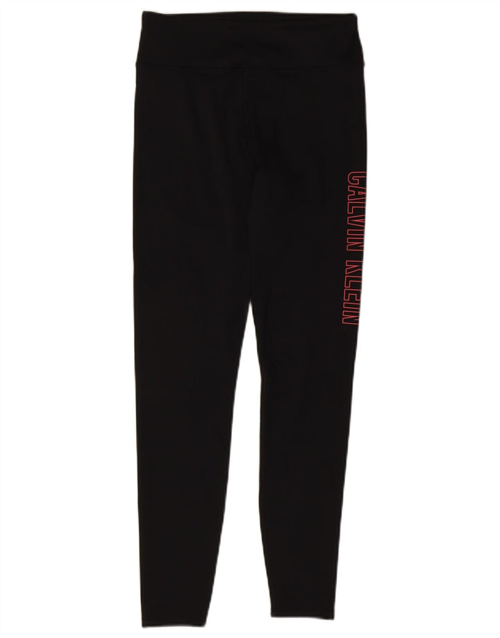 CALVIN KLEIN Womens Graphic Leggings UK 10 Small Black Polyamide
