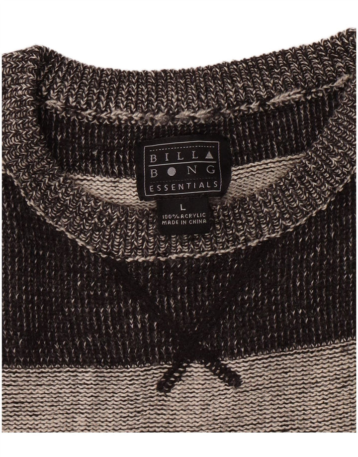 Billabong Uomo Maglione Girocollo Maglione Grande Acrilico a Righe Grigie