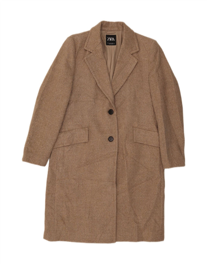 Cappotto da donna Zara UK 14 Poliestere beige medio
