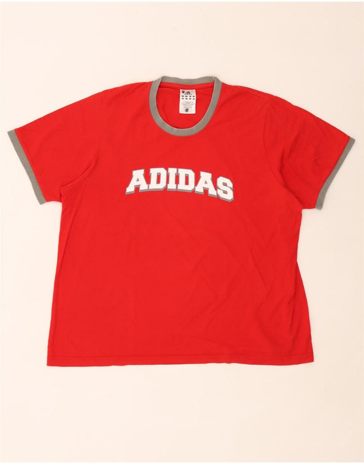 T-shirt grafica da uomo Adidas Top in cotone rosso medio