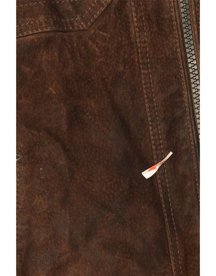 Giacca in pelle scamosciata da uomo Angelo Litrico UK 40 grande in pelle marrone