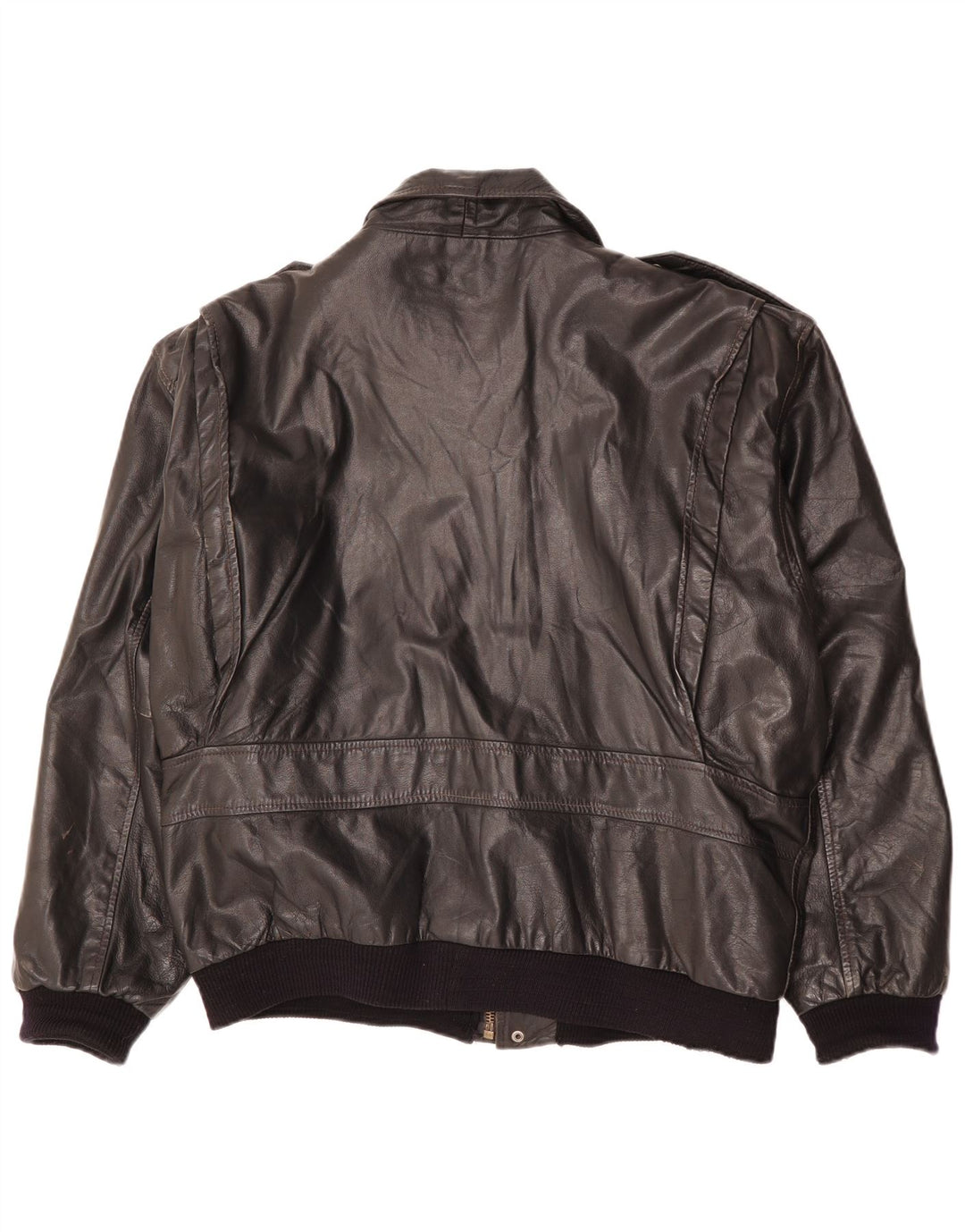 Giacca in pelle militare vintage da uomo IT 50 grande in pelle nera