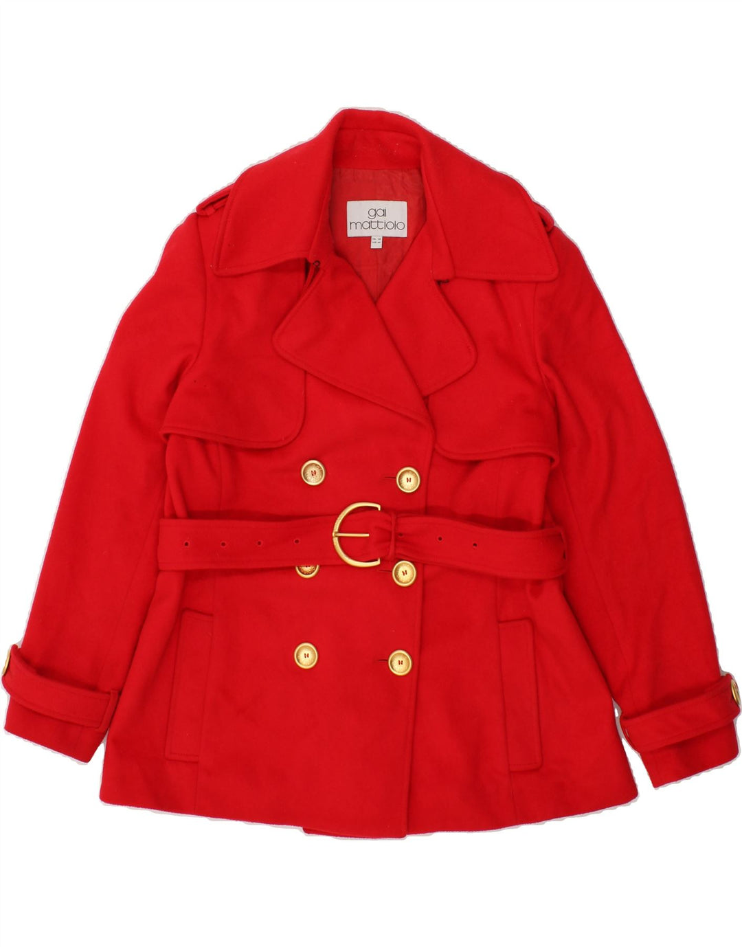 GAI MATTIOLO Womens Pea Coat IT 50 XL Red Virgin Wool Vintage Gai Mattiolo and Second-Hand Gai Mattiolo from Messina Hembry 
