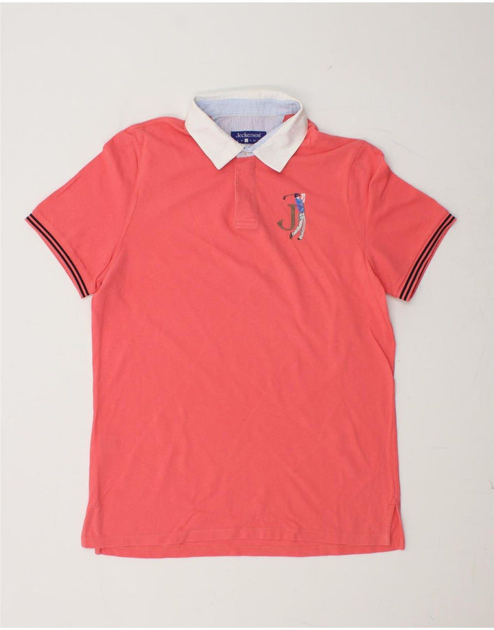 JECKERSON Polo grafica da uomo grande in cotone rosa