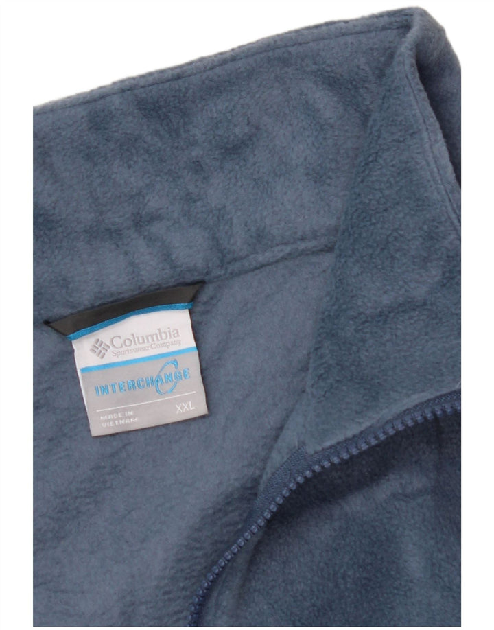 COLUMBIA Mens Interchange Fleece Jacket UK 44 2XL Blue Polyester