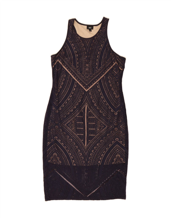 MOSSIMO Womens Sleeveless Sheath Dress UK 12 Medium Navy Blue Paisley Vintage Mossimo and Second-Hand Mossimo from Messina Hembry 