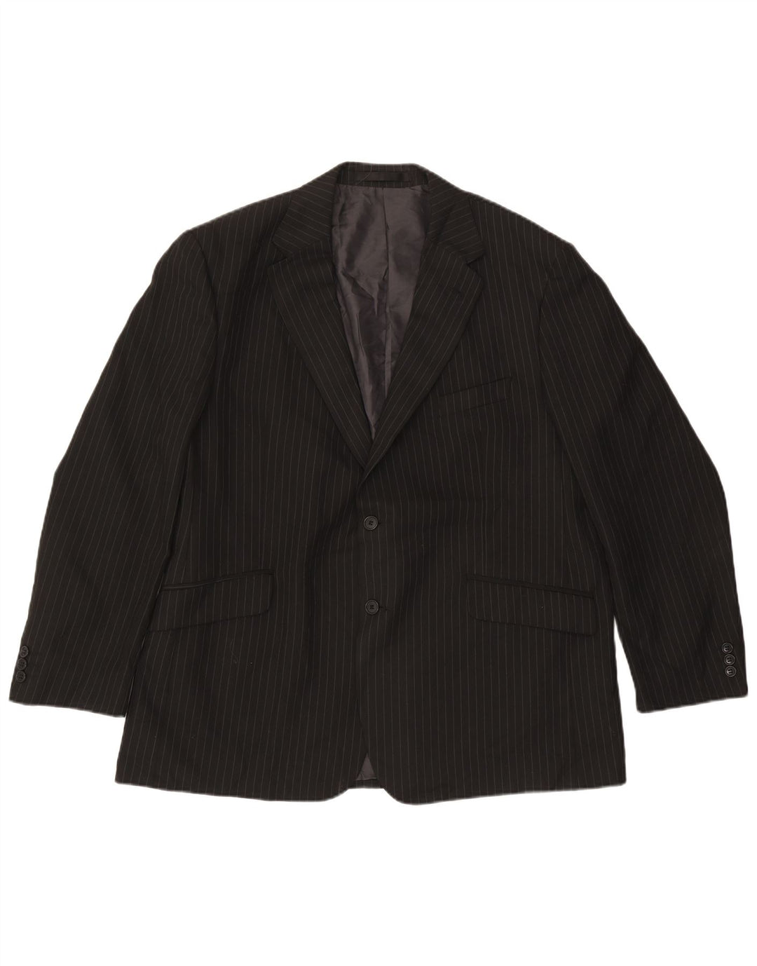 MARKS & SPENCER Giacca blazer da uomo a 2 bottoni UK 46 3XL Gessato nero