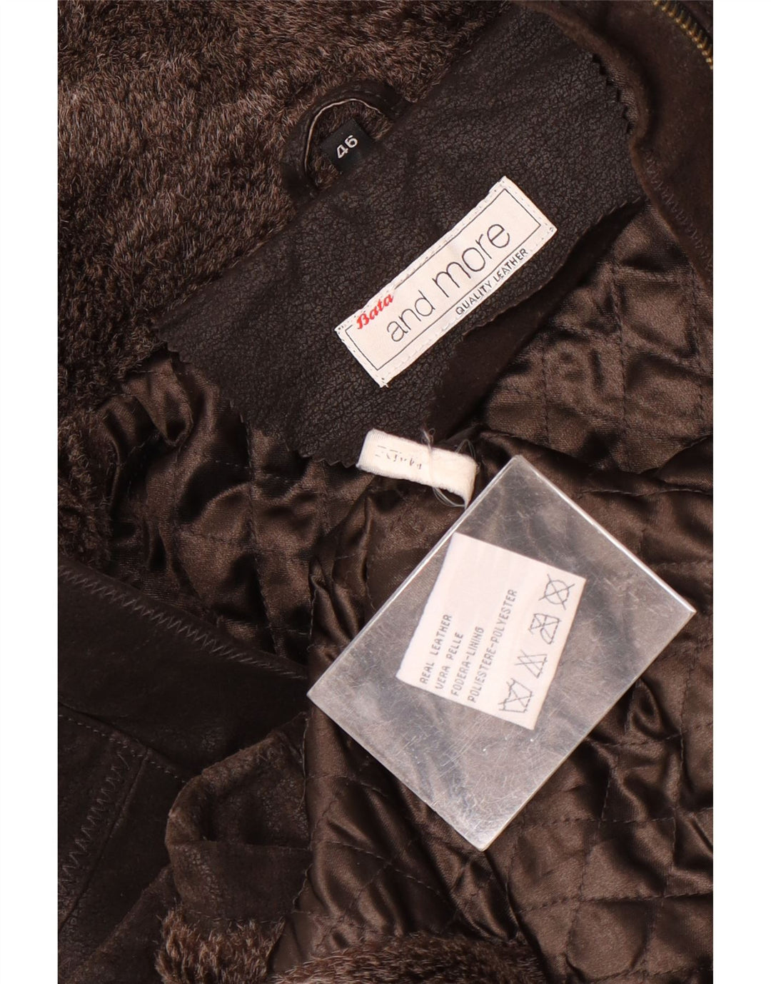 Giacca in pelle con cappuccio da donna Bata and More IT 46 Large in pelle marrone