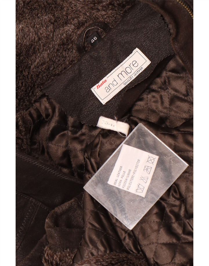 Giacca in pelle con cappuccio da donna Bata and More IT 46 Large in pelle marrone