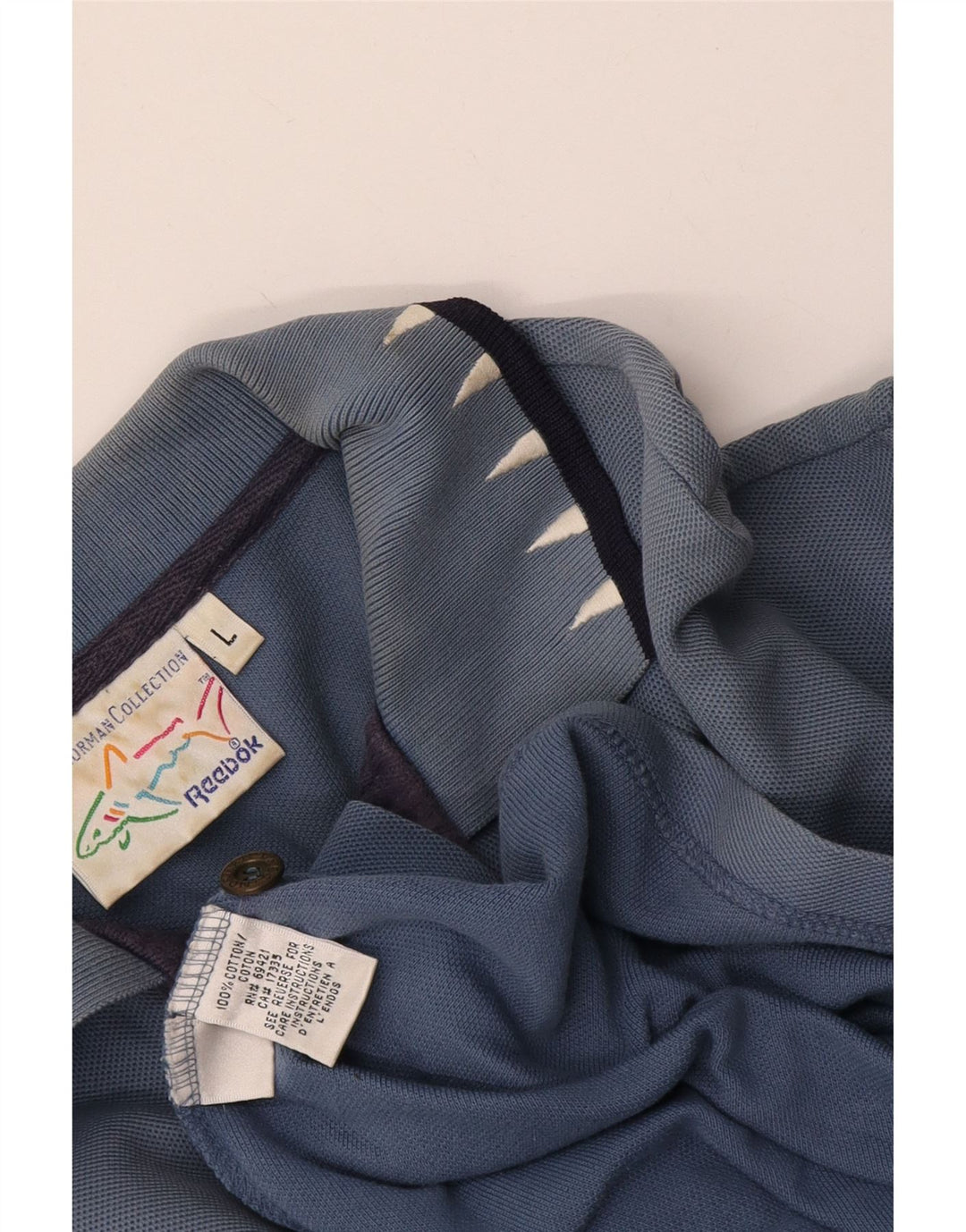 Polo grafica da uomo Reebok grande in cotone blu