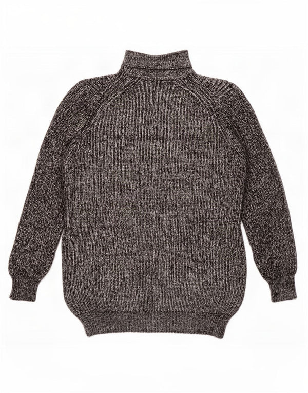 Maglione maglione collo alto da donna Zara UK 12 Acrilico screziato grigio medio