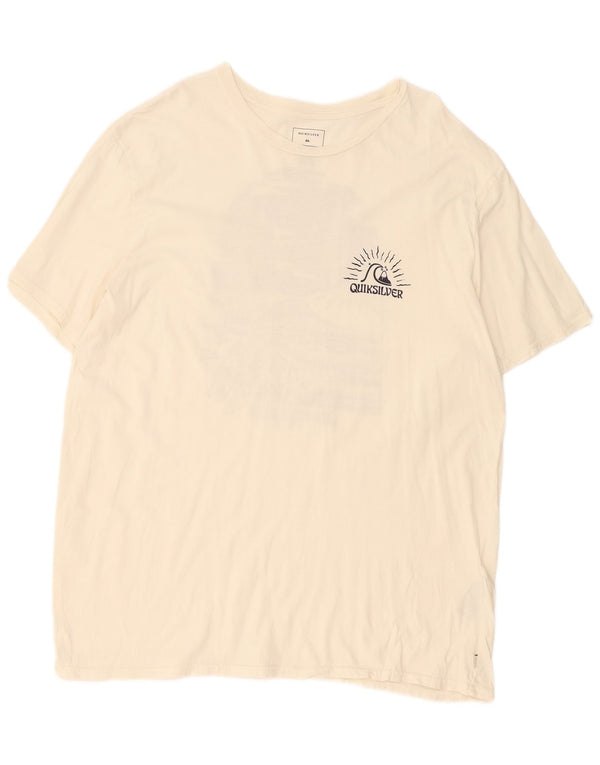 T-shirt grafica da uomo con vestibilità regolare Quiksilver 2XL in cotone bianco sporco