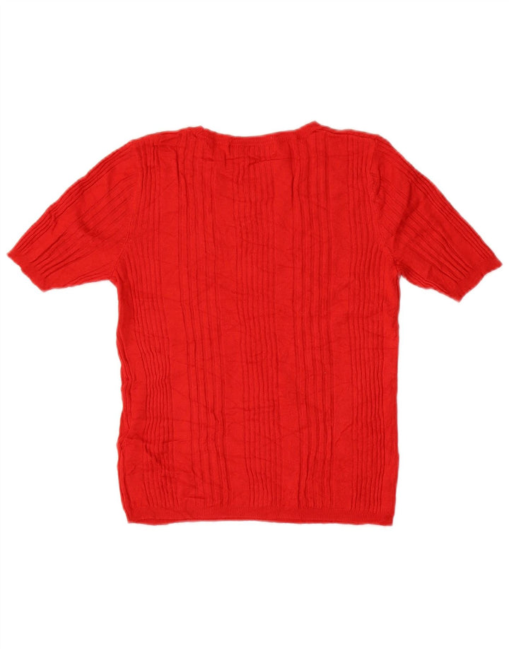 Maglione maglione girocollo corto da donna Marks & Spencer UK 10 piccolo rosso
