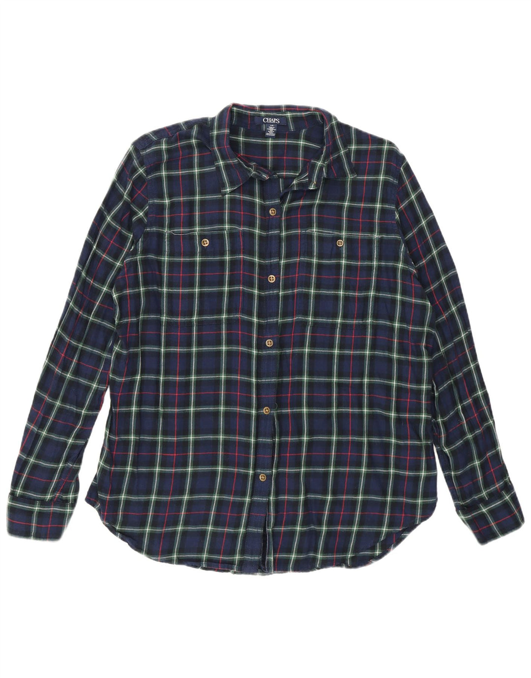 Camicia in flanella da donna Chaps UK 16 Grande cotone a quadri blu navy