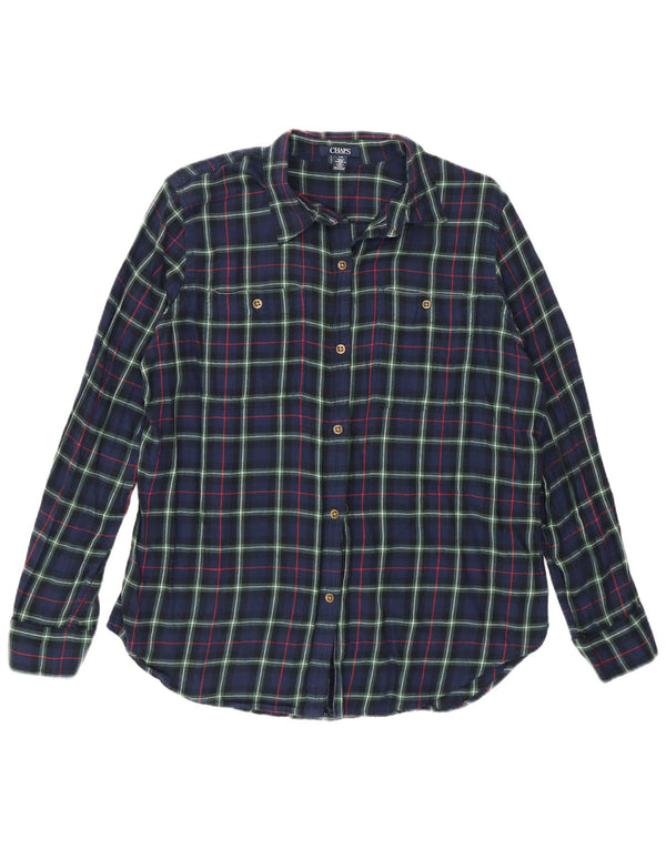 Camicia in flanella da donna Chaps UK 16 Grande cotone a quadri blu navy