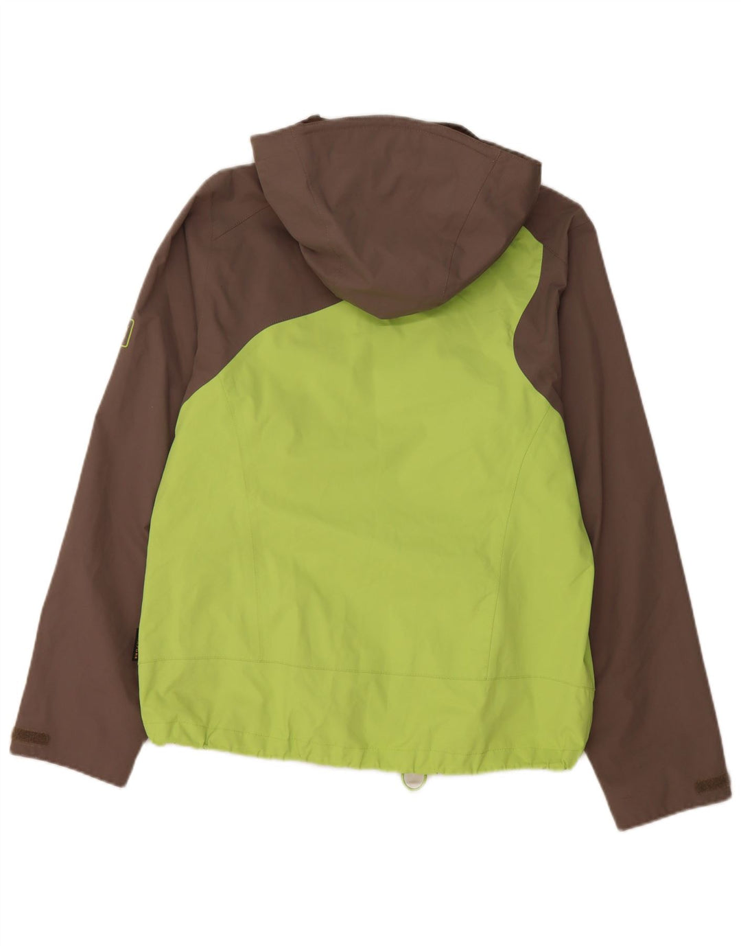 JACK WOLFSKIN Giacca antipioggia con cappuccio da donna UK 12/14 Verde medio Colorblock