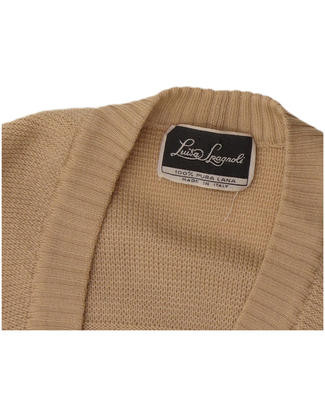 Maglione cardigan da donna Luisa Spagnoli UK 12 Lana beige medio