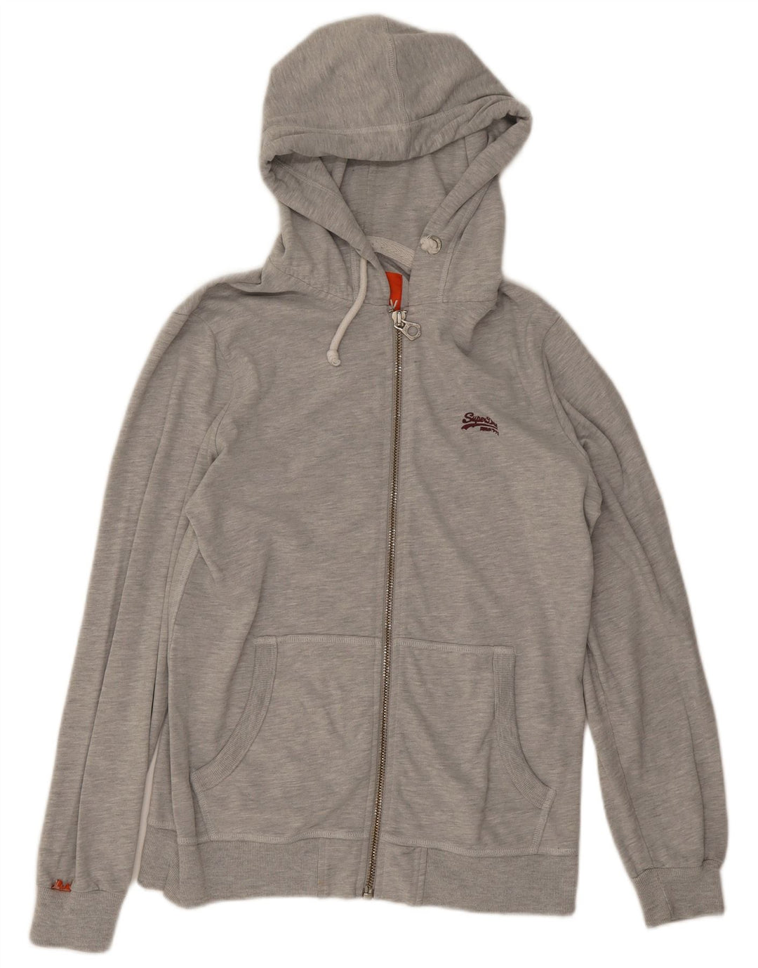 Maglione con cappuccio e zip da uomo Superdry in cotone grigio medio