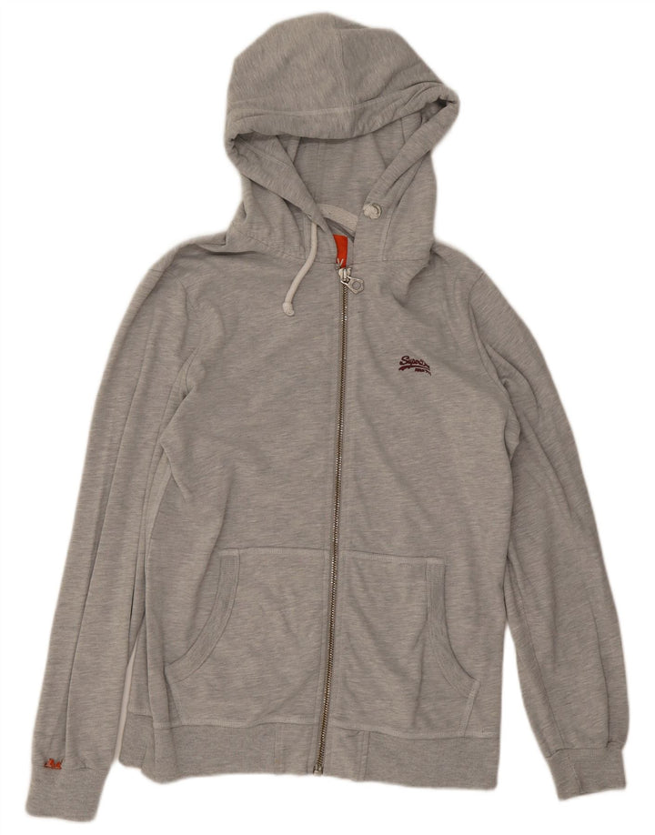Maglione con cappuccio e zip da uomo Superdry in cotone grigio medio