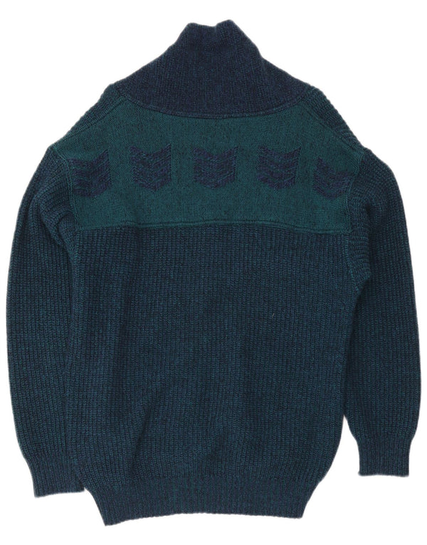 Maglione cardigan da uomo ALEX IT 54 XL Lana color block blu navy