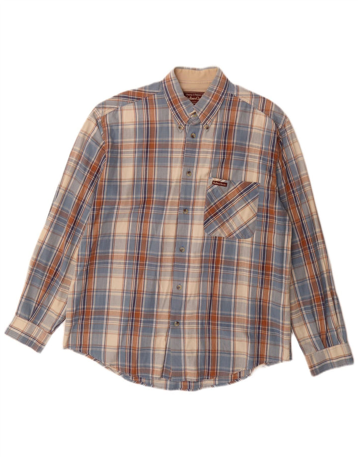 Camicia da uomo Marlboro Classics in cotone a quadri blu medio