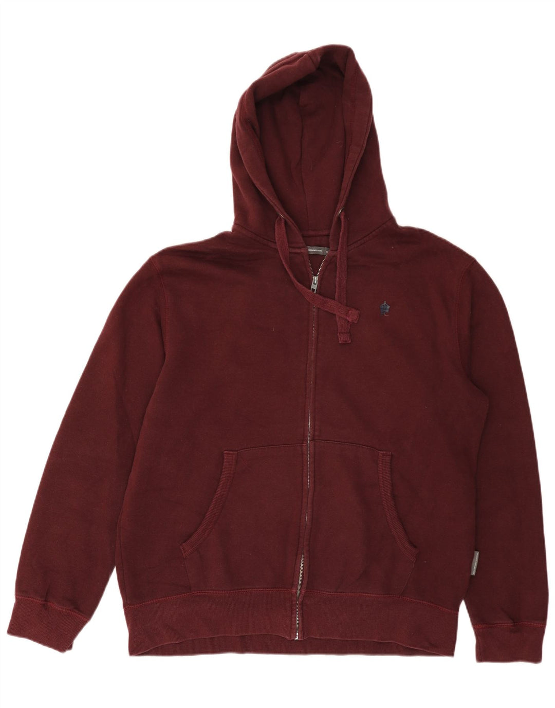 FRENCH CONNECTION Maglione con cappuccio e zip da uomo XL in cotone bordeaux