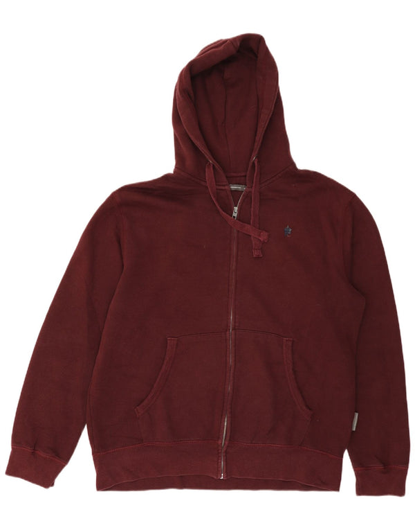 FRENCH CONNECTION Maglione con cappuccio e zip da uomo XL in cotone bordeaux