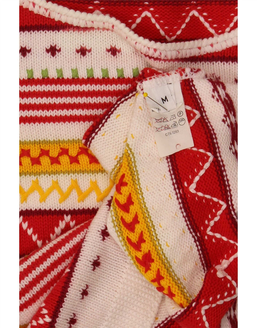 Maglione maglione vintage da donna con scollo a barca UK 12 medio multicolore