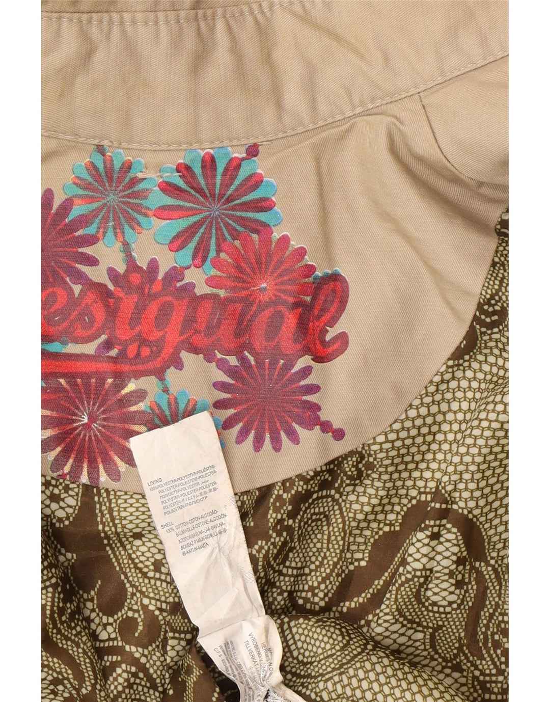 Trench doppiopetto da donna Desigual EU 38 Beige medio floreale