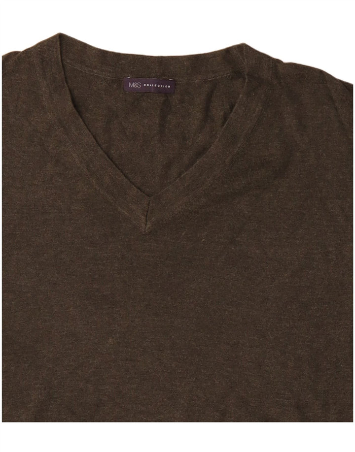 Maglione oversize con scollo a V da donna Marks & Spencer UK 10 piccolo kaki