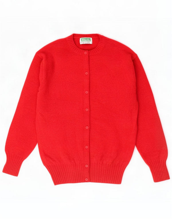 Maglione cardigan da donna Benetton UK 14 Lana vergine rossa media