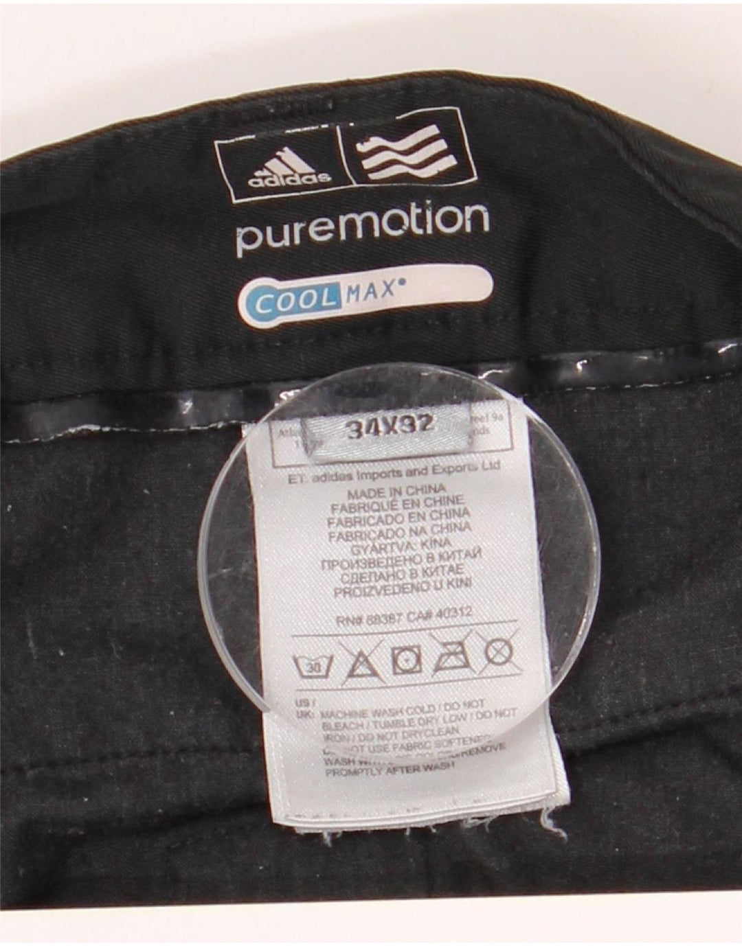 Pantaloni chino dritti Adidas Coolmax da uomo W34 L32 poliestere nero