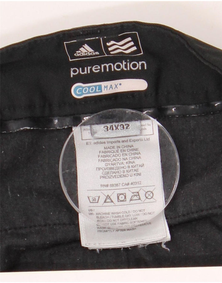Pantaloni chino dritti Adidas Coolmax da uomo W34 L32 poliestere nero