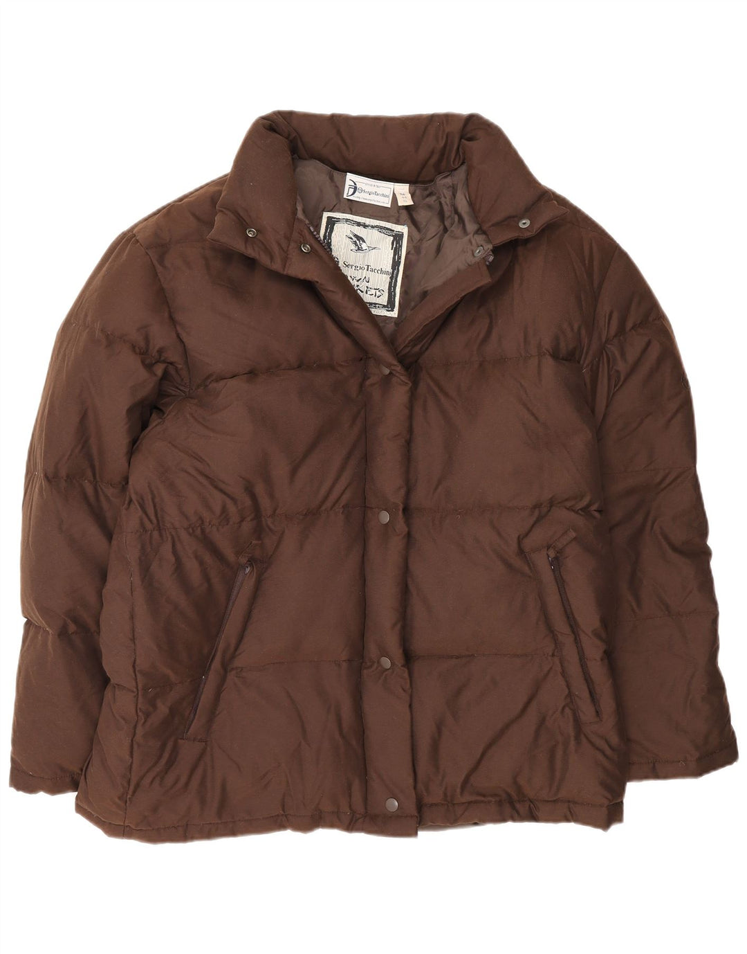 Giacca imbottita vestibilità ampia da donna Sergio Tacchini UK 14 Poliammide marrone medio