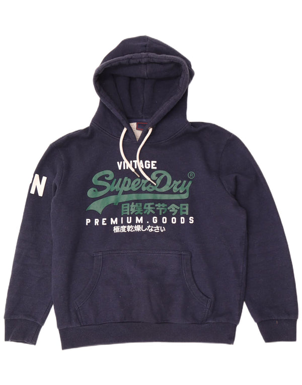 Felpa con cappuccio grafica da uomo Superdry XL in cotone blu navy