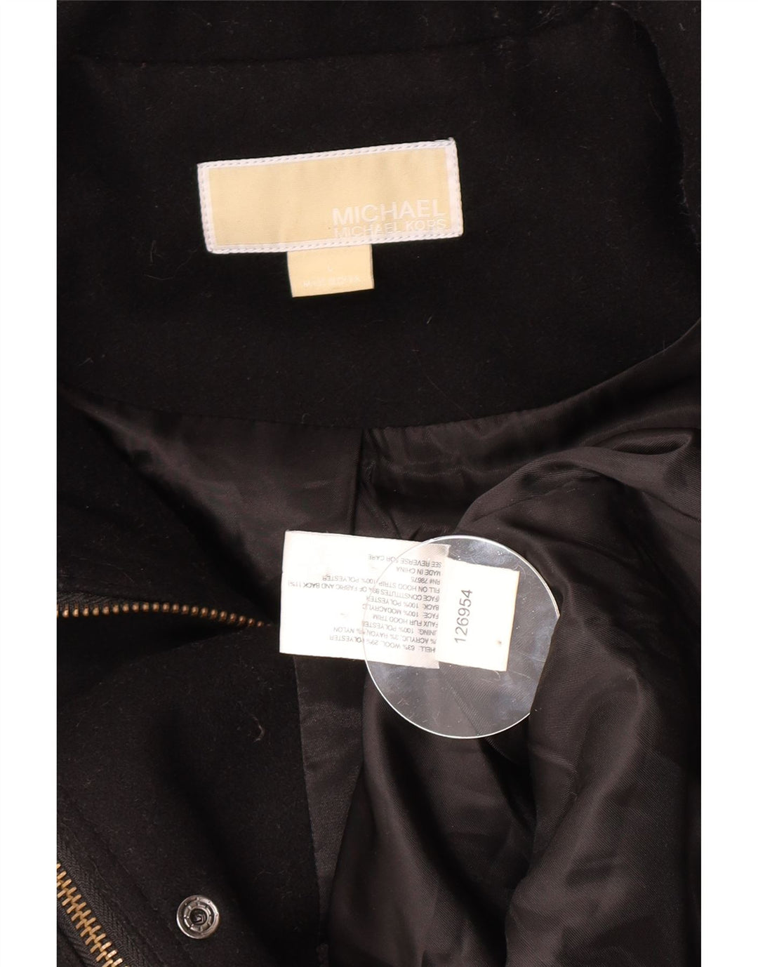 Cappotto giacca a vento con cappuccio da donna Michael Kors UK 16 grande lana nera