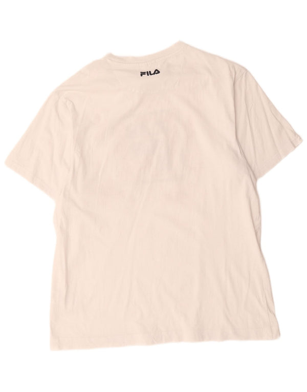 Fila Mens Graphic T-Shirt Top Medium White Cotton