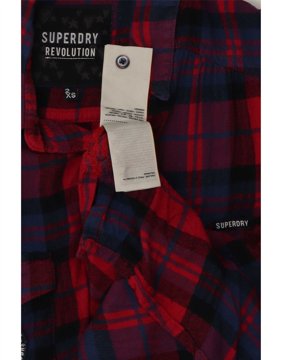 Camicia grafica senza maniche oversize da donna Superdry UK 2 2XS a quadri rossi