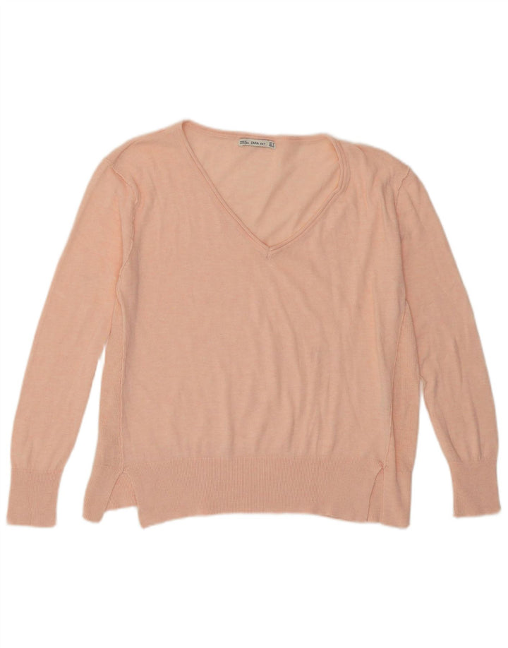Maglione Zara da donna con scollo a V UK 10 piccolo rosa